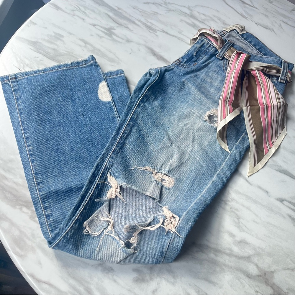 A&F Distressed Y2K Abercrombie & Fitch Jeans Denim Size 0 Cotton Vintage 2000s